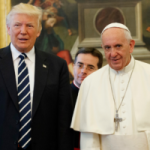 U.S. President Donald Trump stands with Pope Francis during a meeting, Wednesday, May 24, 2017, at the Vatican. (AP Photo/Evan Vucci, Pool)