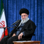 In this photo released by the official website of the office of the Iranian supreme leader, Supreme Leader Ayatollah Ali Khamenei attends a meeting with officials in Tehran, Iran, Wednesday, April 3, 2024. (Office of the Iranian Supreme Leader via AP)
